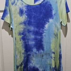 Tie-Dye Blue and Green Women's Top